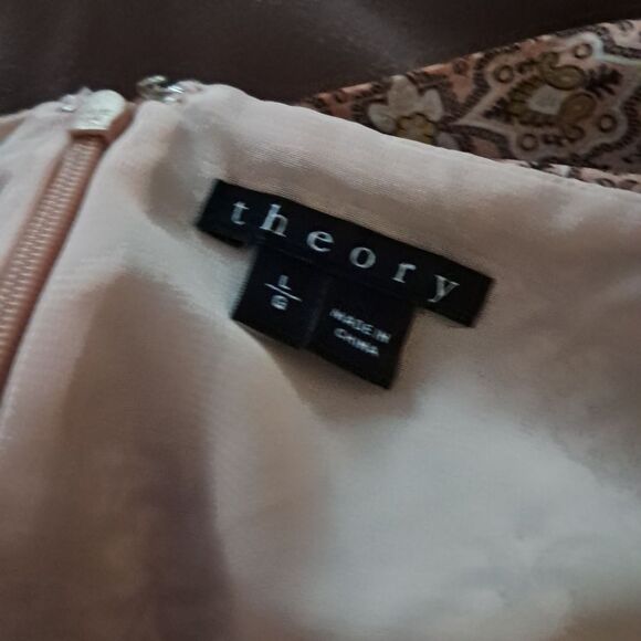 THEORY 100% Silk Tiered Sun Dress Spaghetti Strap Flowy Size Large Summer - Picture 10 of 10